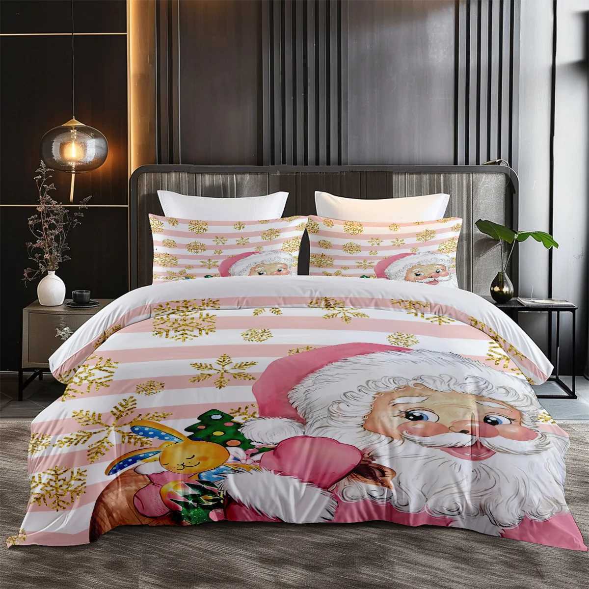 Christmas Christmas Snowman Comforter Set 3PCS Christmas Tree and Gift Pattern Holiday Bedding Set Soft Microfiber Winter Home Set Y251126