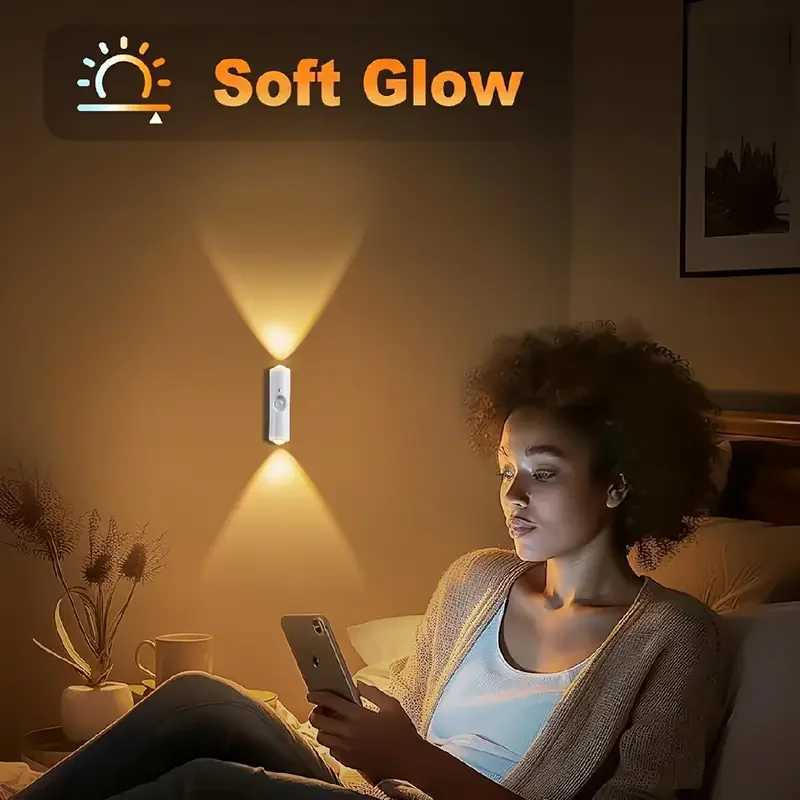 1/2/4Pcs LED Motion Sensor Wall Light USB Rechargeable Night Light Dimmable for Stairs Bedroom Hallway Christmas Gift M251126