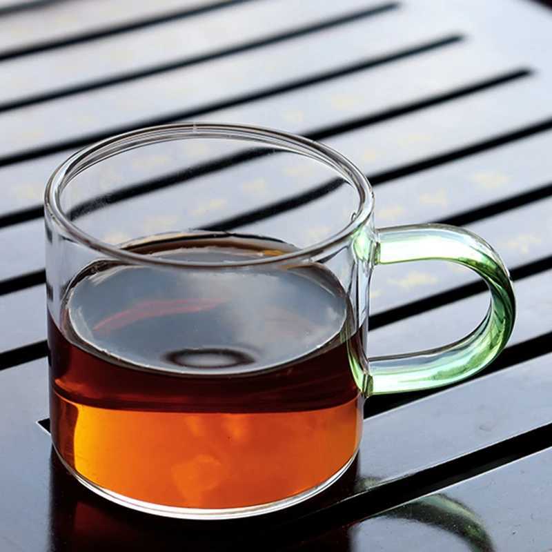 Transparent Glass Teacup with Handle Kung Fu Tea Cup Set Master Thick Heat-Resistant with Handle Green Coffee Wine Glasses C251126