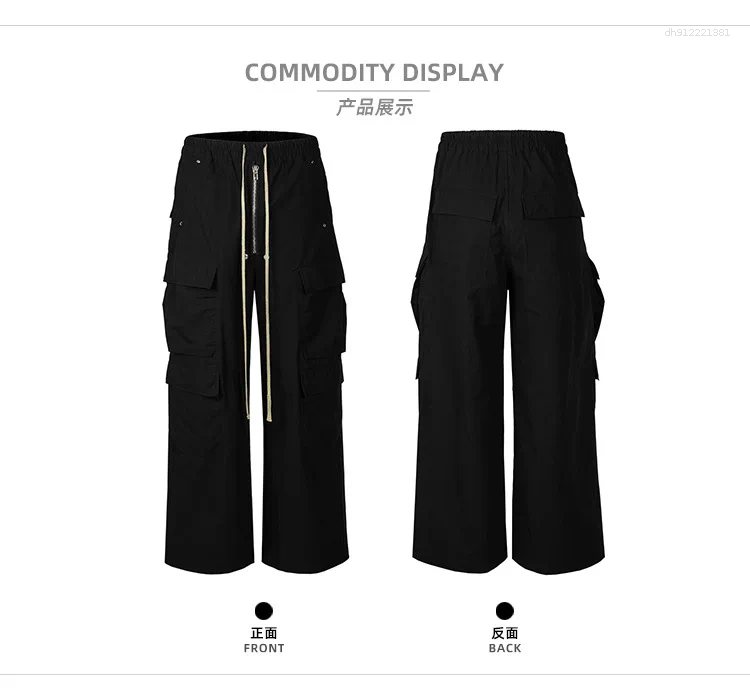 Men's Pants MIJKO Wide Leg Drawstring Black Cargo Unisex Straight Baggy Casual Overalls Streetwear Loose Oversized Trousers Z260315