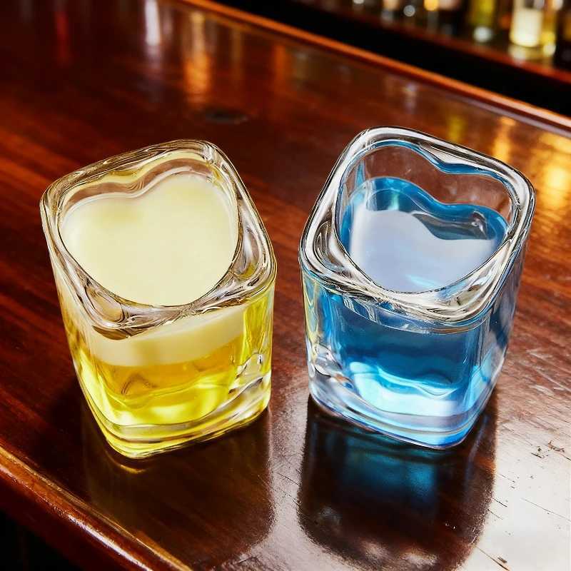 2pcs 45ml Glass Cups Love Shaped Cocktail Glass Creative Wine Glasses Bar Transparent Drinking Glasses Personzed Shot Glass C251126