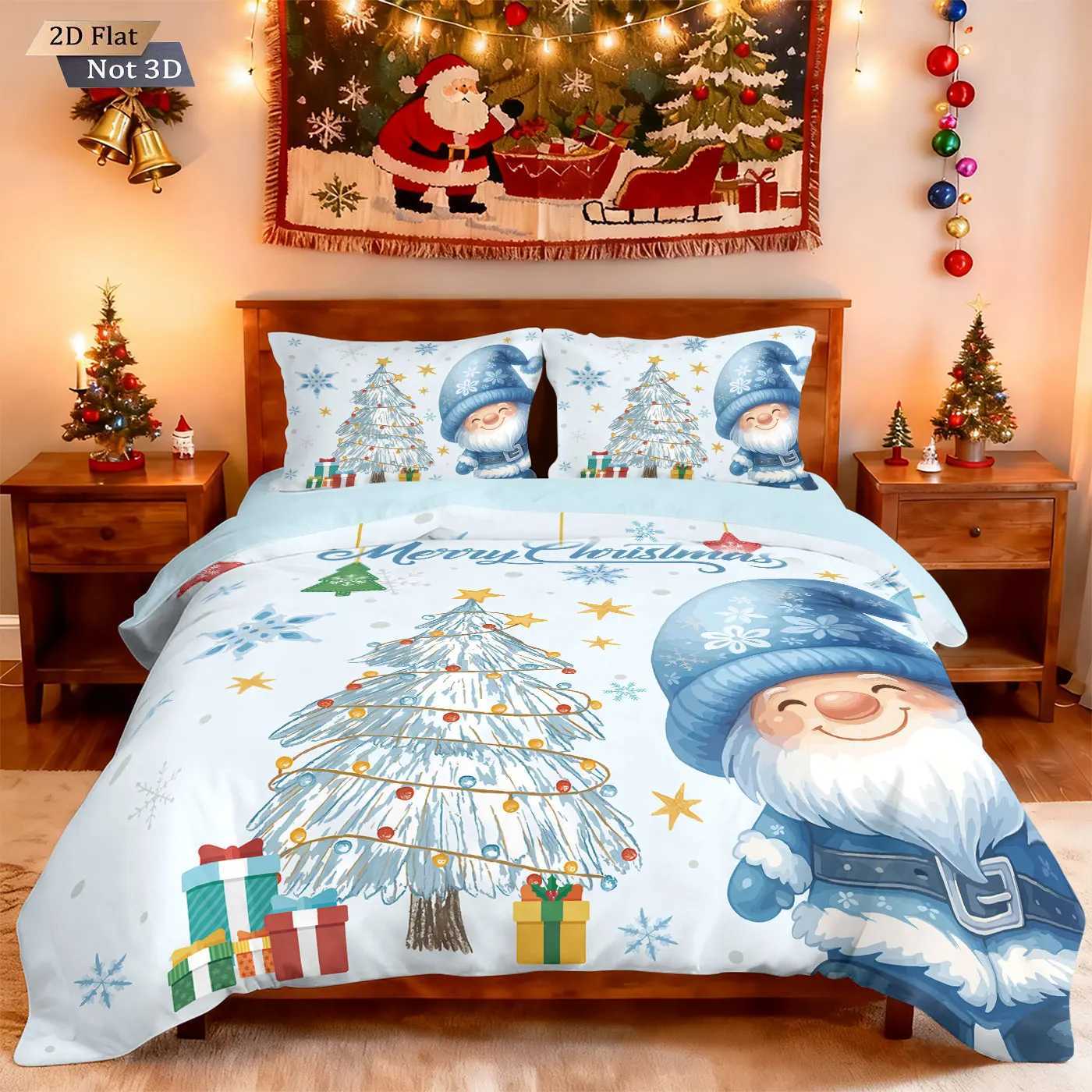 Christmas 3pcs Merry Christmas Blue goblin print coreless duvet cover set multi size dormitory bedding holiday decoration machine washable Y251126