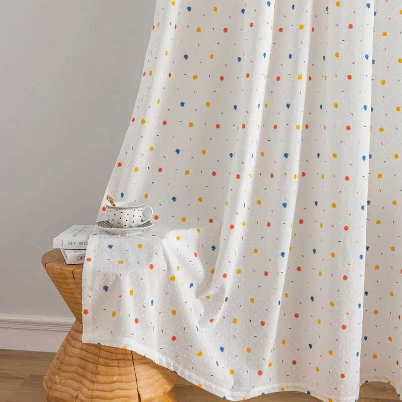 Christmas Korean Cotton Daisy Curtains Road Pocket Shade Curtain Floral Tassel for Kitchen Bedroom Living Room Bay Window Cabinet Curtain Y251126