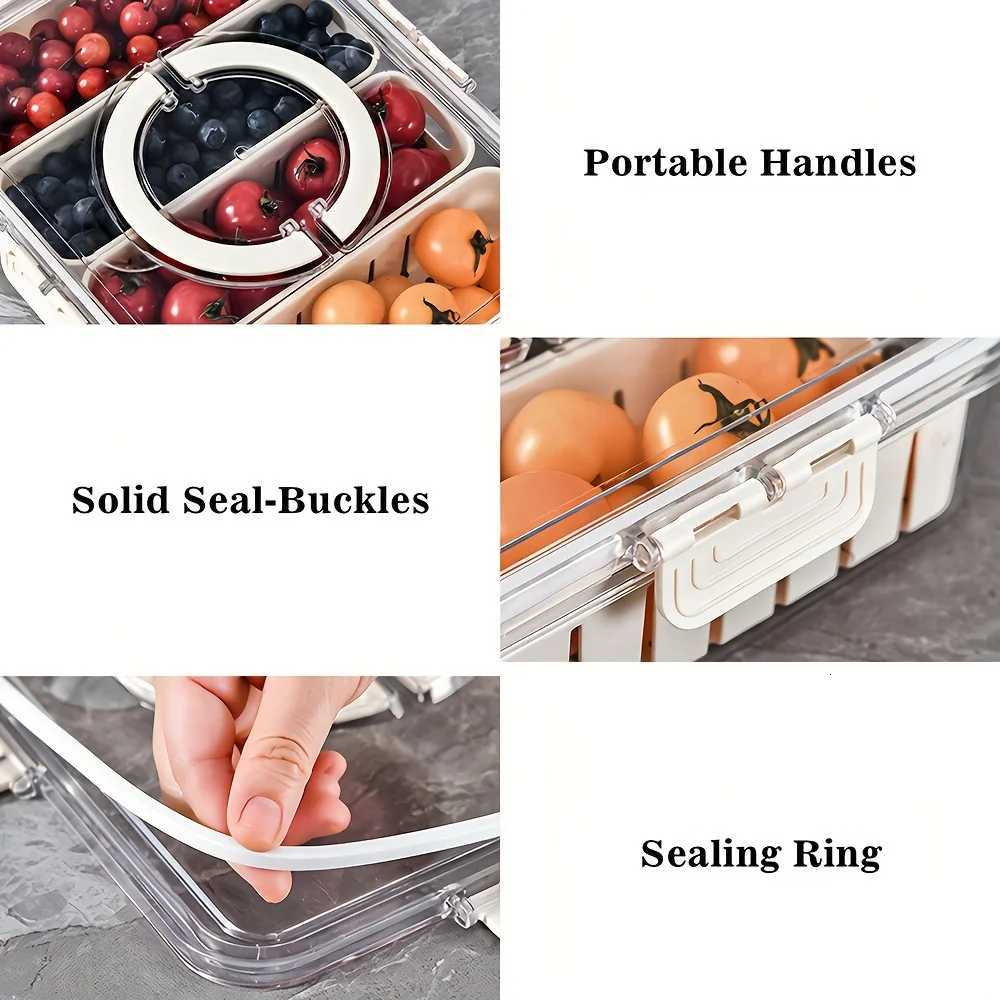 Snack Tray with Handle Portable Snackle Box Container Veggie Serving Tray for Travel Party Refrigerator Organize Box Y251126