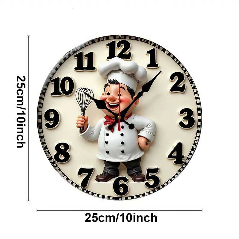 Happy Chef Kitchen Wooden Round Silent Hanging Wall Clock Suitable For Living Room Office Study RoomBedroom Home Decoration C251126