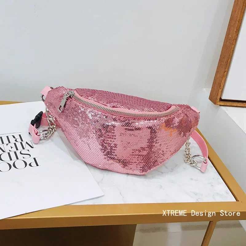 New Fashion Women Glitter Sequin Fanny Pack Waist Bag Chest Pouch Leather Pouch Bum Belts Shoulder Bag Travel Sport Pocket PurseT251126