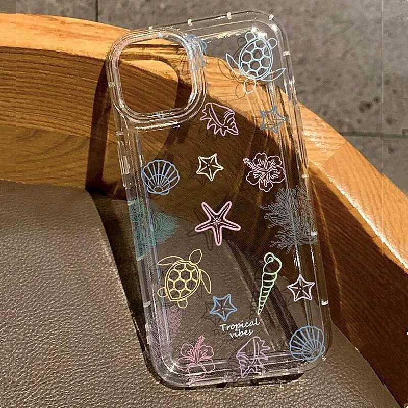 Soft Clear Phone Case for IPhone 17 16 15 14 13 12 11 15 16 Plus Pro Max 16e 17Air Ocean Life Theme Shockproof Cover C251126