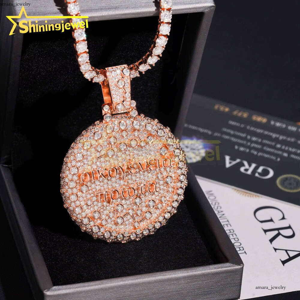 Custom High-Quality Personalized Rapper Jewelry 925 Silver Baguette Hip-Hop VVS Moissanite Moissanite Round Men's Pendant