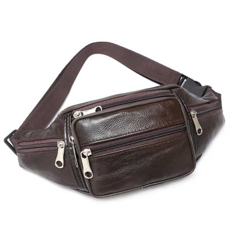Genuine Leather Waist Bag men Waist Pack Waist Bag Funny Pack Belt Bag Men Chain Waist Bag For Phone PouchT251126