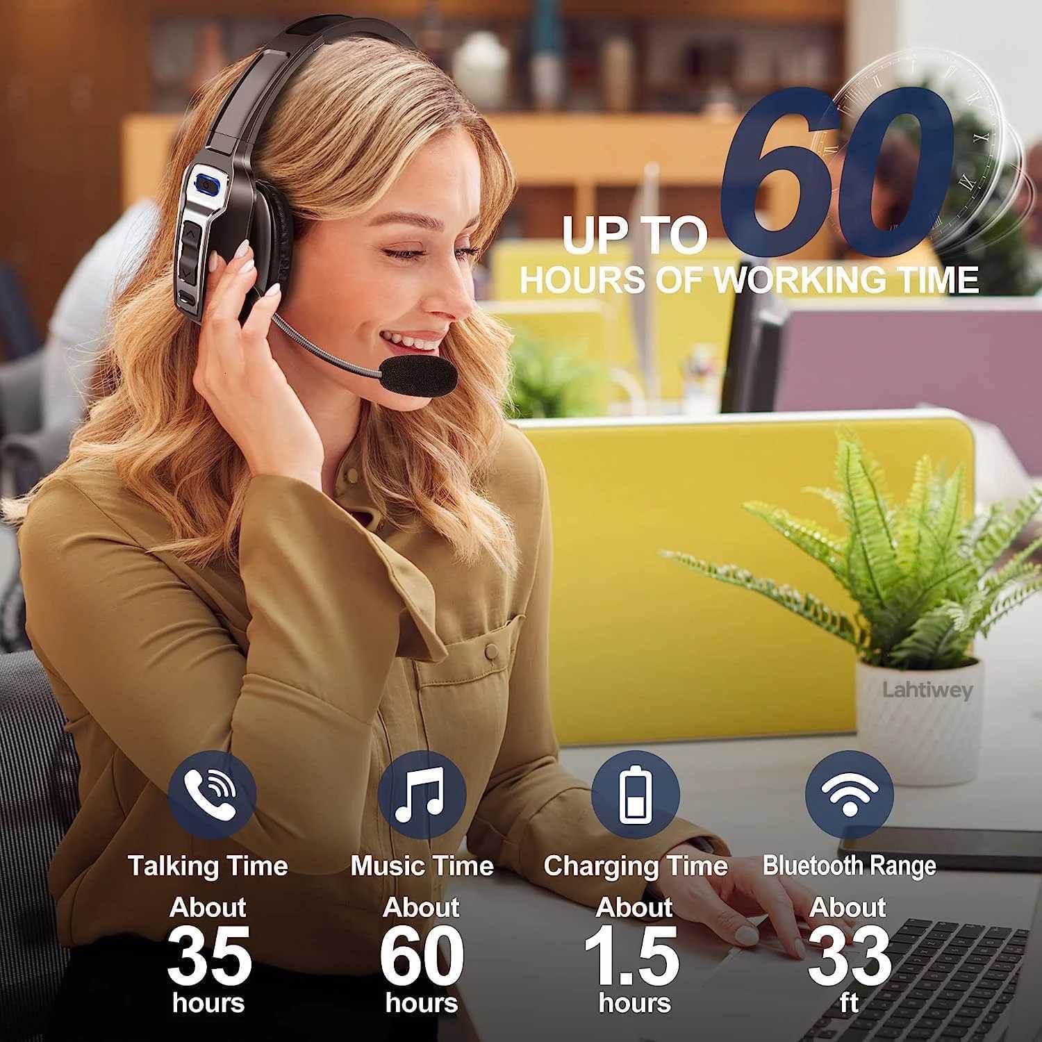 Headset with Microphone Trucker Headset with AI Noise Cancelling Mute Button Wireless On-Ear HeadphonesM251126