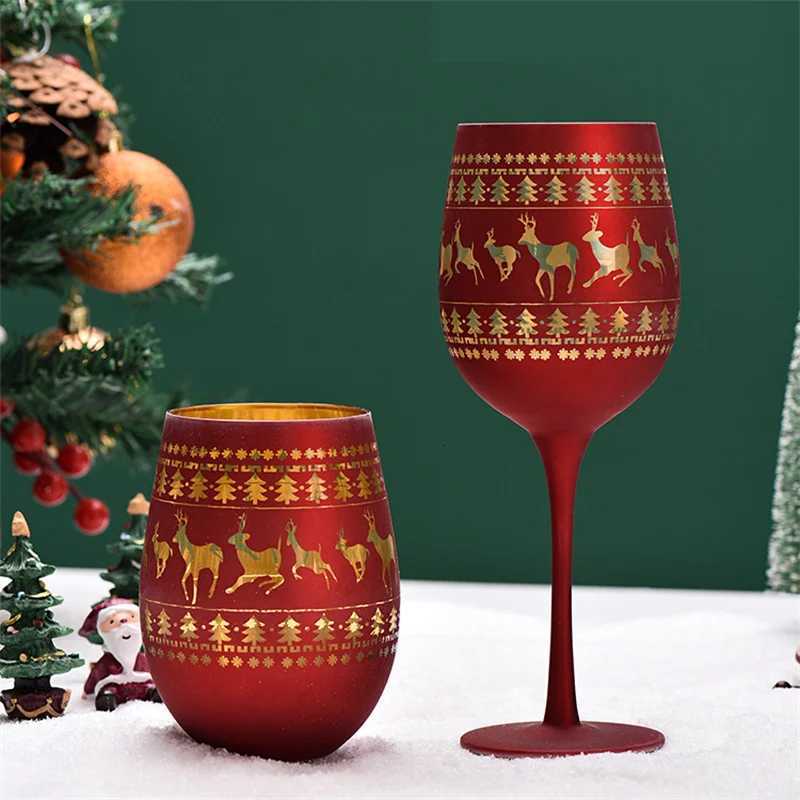 450/520ml Christmas tree Goblet Red Wine Glass Egg Cups Electroplating Engraving Champagne Glass Christmas Party Home Goblet C251126