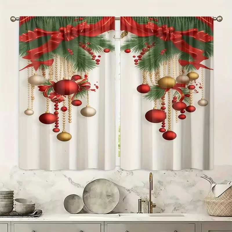 Curtain Christmas 2pcs Christmas Ornament Curtains Thermal Insulated Privacy DesignPolyester Holiday Window DecorFestive Home DecorRod Pocket Y251126