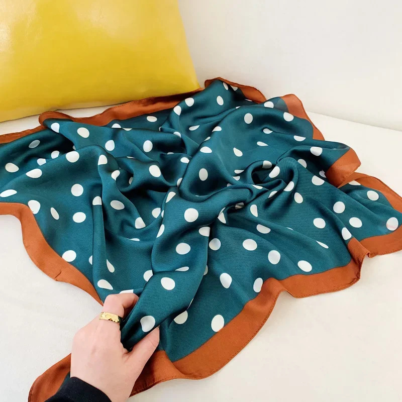 7070cm Fashion Handkerchief Dot Print Silk Satin Neck Scarf For Women Small Shawls Hair Scarfs Female Bag Scarves For Ladies 251125