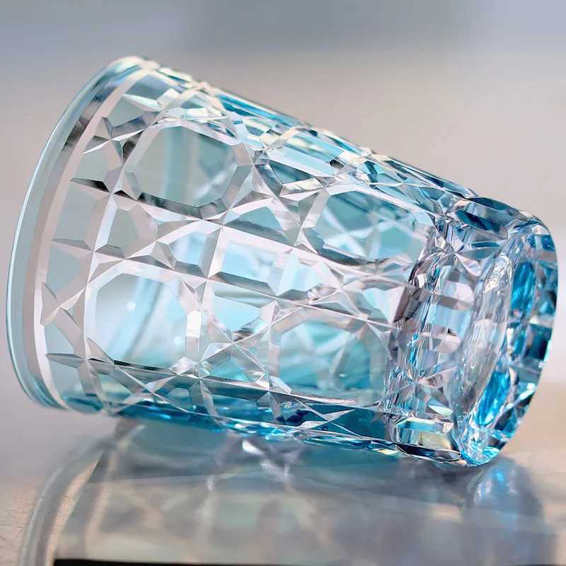 260 ml Hand Cut To Clear Multi-Colored Glass Cocktail Whiskey Tumbler 9 oz Highball Water Glass For Iced Cold Coffee Beverages C251126