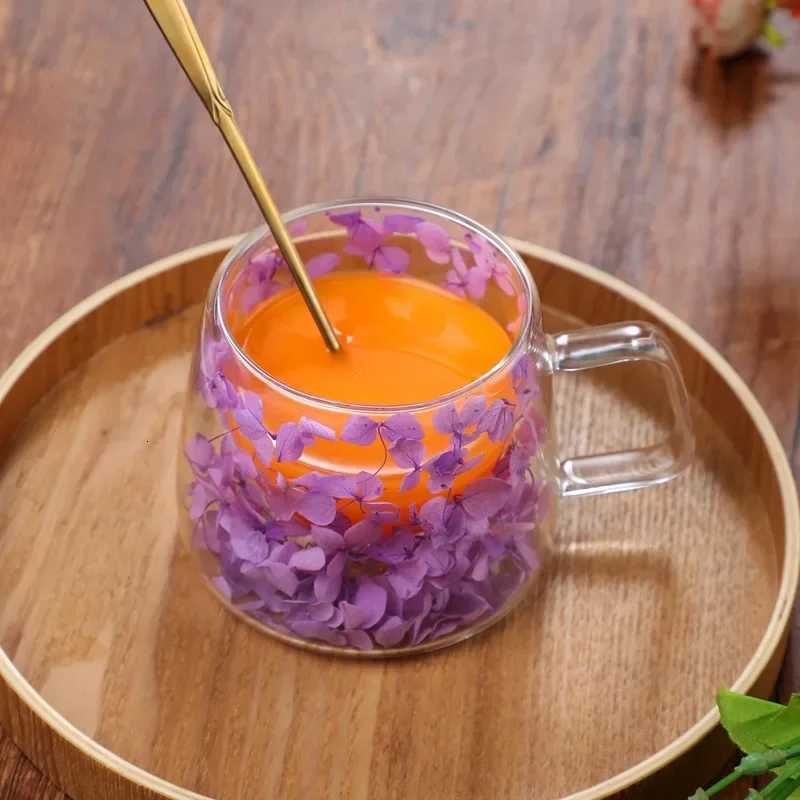 Double Wall Glass Cup 200ml Clear Flowers Pattern Milk Tea Coffee Mug with Handle Gifts Friends Home Water Cup Drinking Glasses C251126