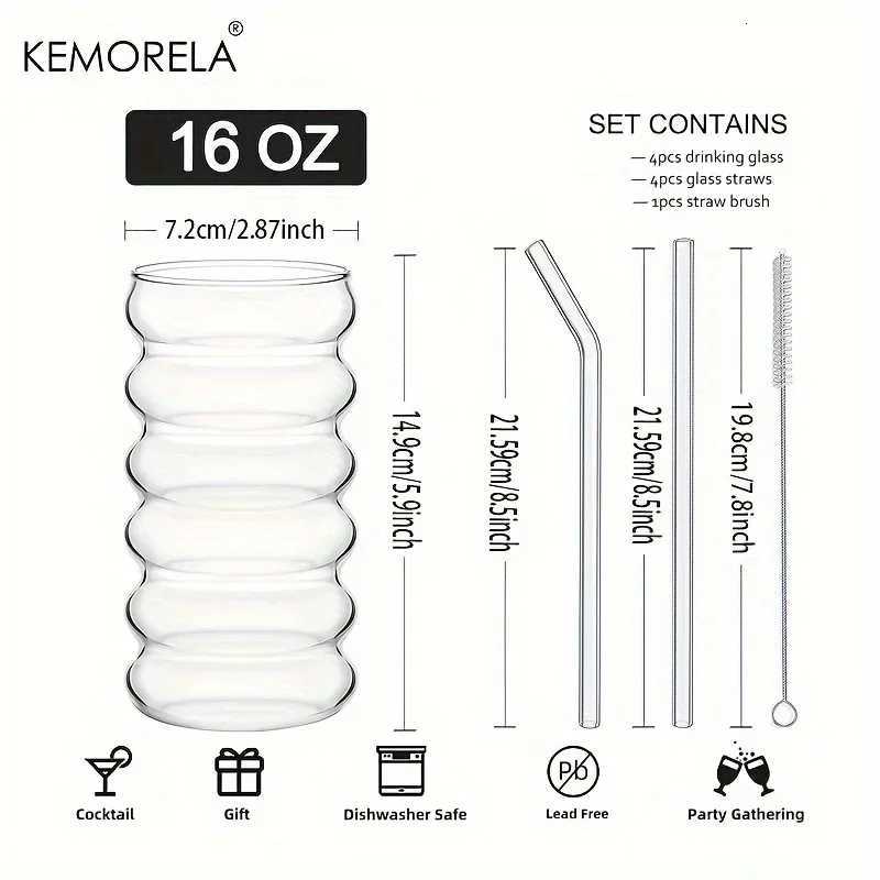 Creative And Transparant Glass Cup Heat-resistant Tumbler Drinkware Tea Juice Milk Coffee Mug Home Water Glasses Ripple Mug C251126