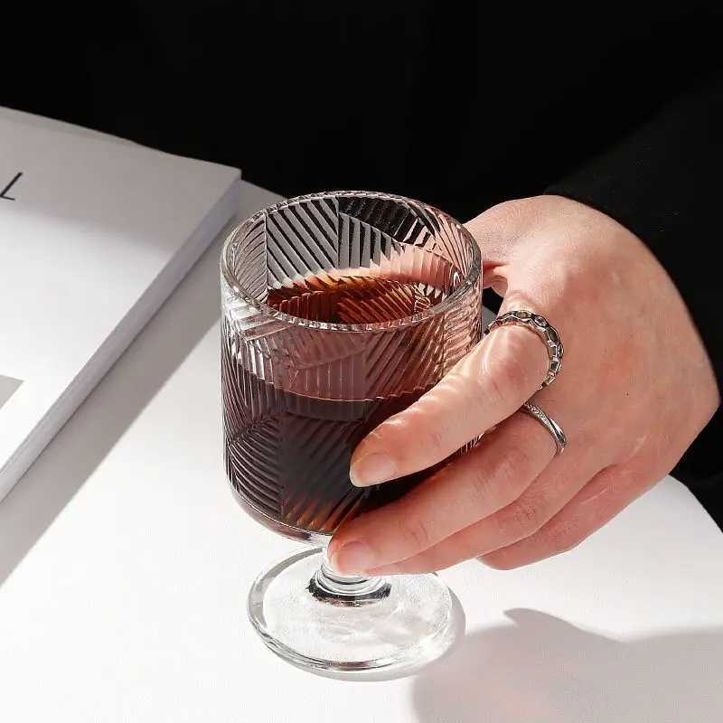 Vintage ins Wind Sunflower glass high appearance level wine glass design sense drink juice stemware glass C251126