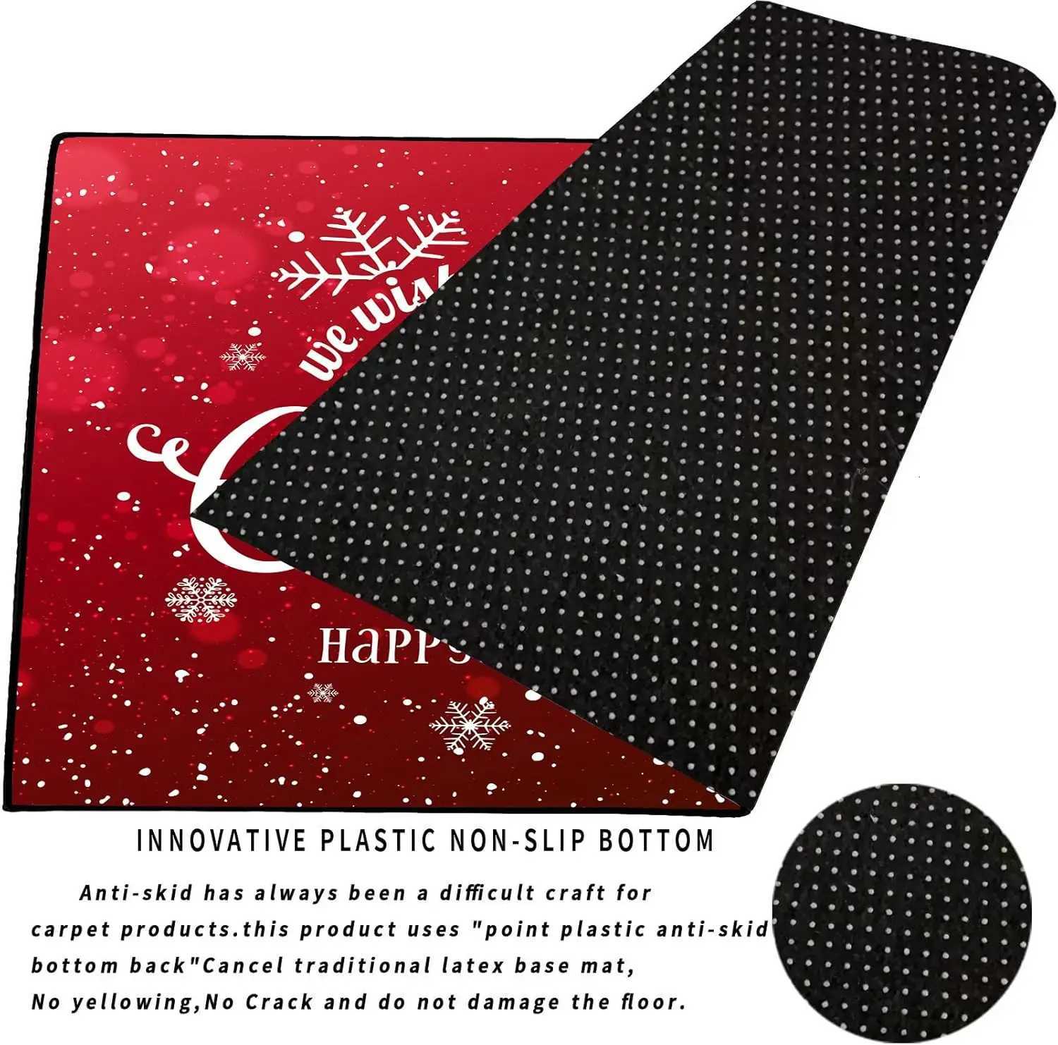 Merry Christmas Rug Winter Snowflakes Area Rug Indoor Blessing Doormat Floor Mat Carpet for Entryway Bedroom Happy New YearM251126