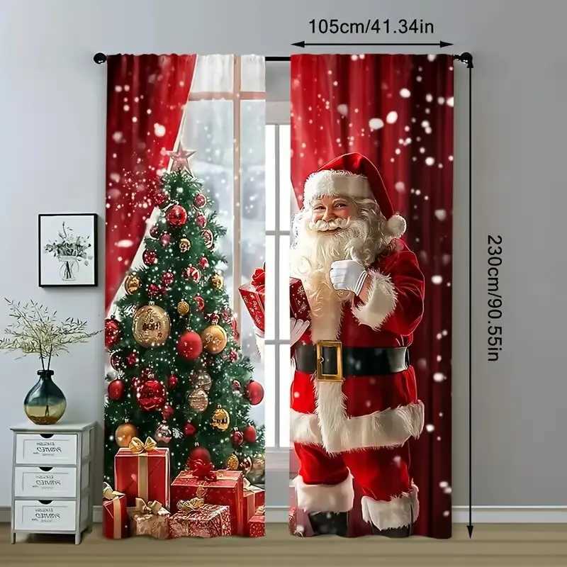 Curtain Christmas Santa Claus Christmas Tree - Pole bag curtains bedroom and living room decoration home decoration Christmas decoration Y251126