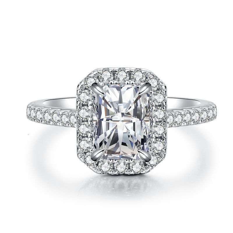 S925 sterling silver moissanite ring, Redion cut D-color moissanite shaped diamond ring, wedding ring, full diamond ring