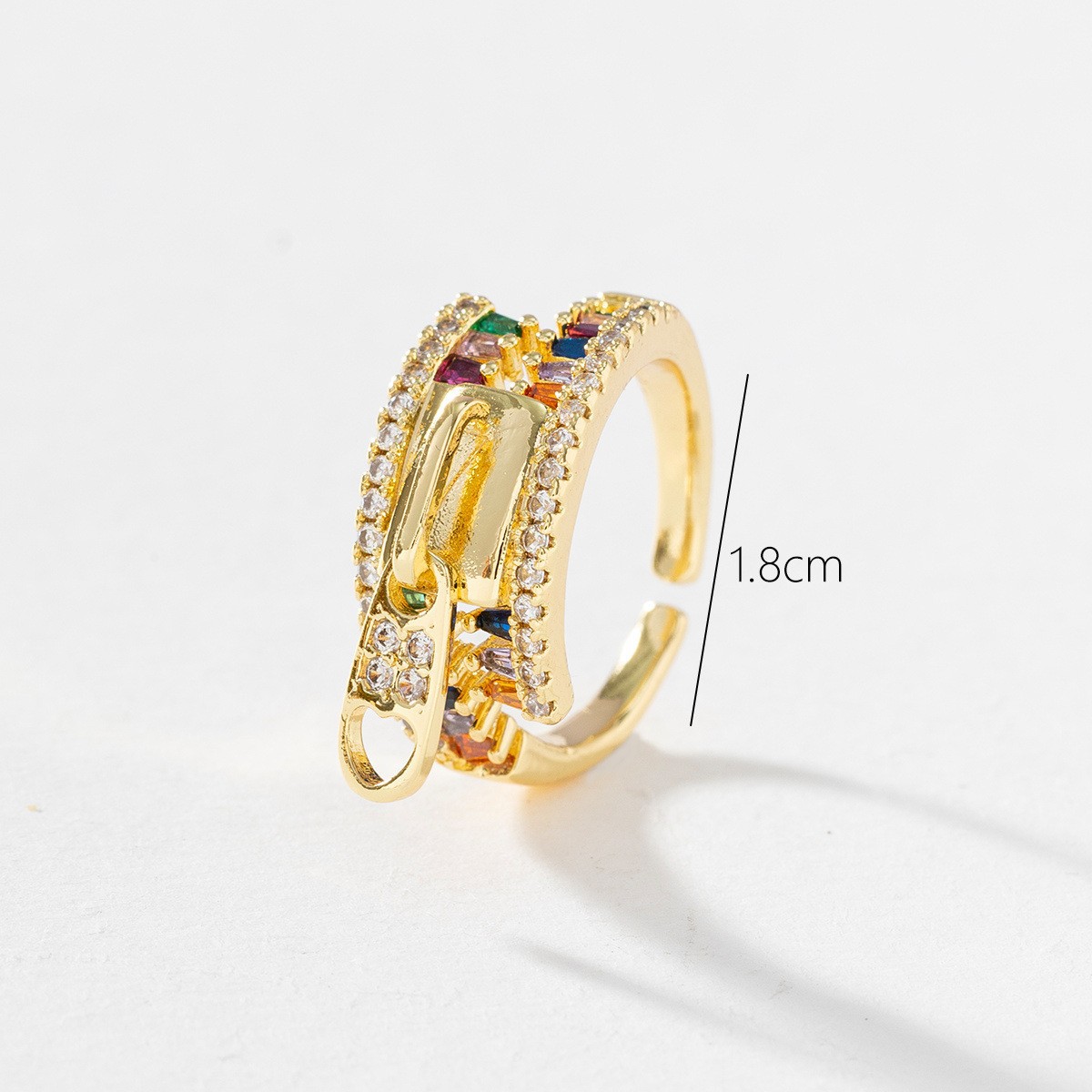 Copper Plated 18K Gold Zircon Geometric Open Ring High quality gold designer diamond ring rings designer for women engagement men love ring rings INS - view 6