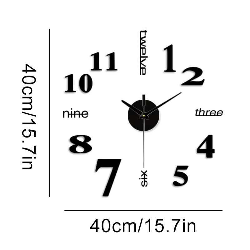 Large Wall Clock Quartz 3D DIY Big Watch Decorative Kitchen Clocks Acrylic Mirror Sticker Oversize Wall Clocks Home Letter Decor C251126