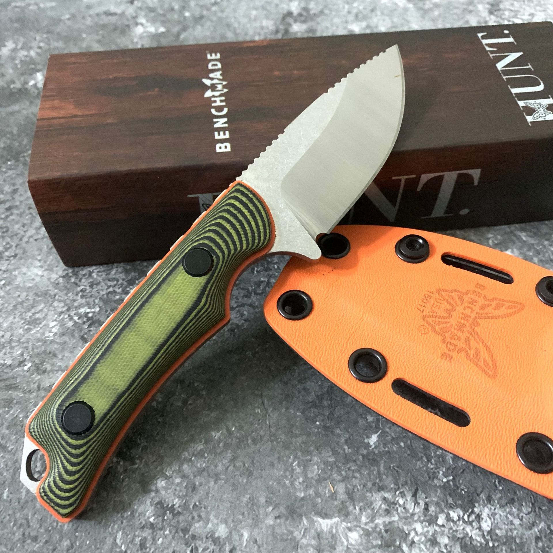 BM 15017 Outdoor Self Defense Fixed Blade Hunter Knife with Kydex Sheath G10 Handle Survival Camping Small Multitools Knife