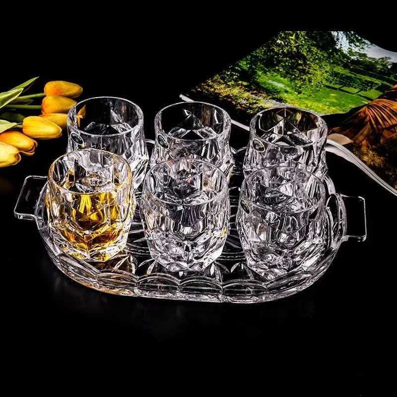 Liuling Whiskey Cup Creative Crystal Cup High-end Foreign Wine Cup Household Glass Engraved Beer Cup Bar Ice Hockey Cup C251126