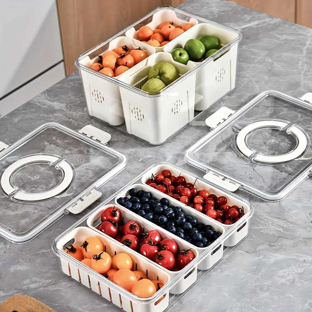 Snack Tray with Handle Portable Snackle Box Container Veggie Serving Tray for Travel Party Refrigerator Organize Box Y251126