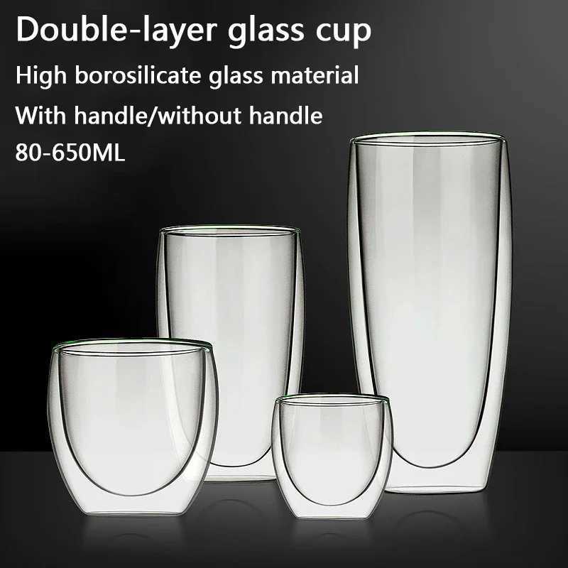 Transparent Glass Coffee Cup Milk Whiskey Tea Beer Double Creative Heat Resistant Cocktail Vodka Wine Mug Tumbler Drinkware Gift C2511260