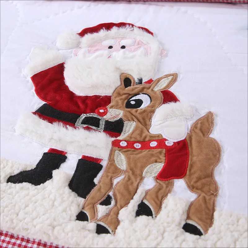 Christmas Christmas Handmade Applique Quilted Patchwork Bedspread for Kids 3PCS Cotton Quilt Set Lightweight Summer Comforter Pillowcase Y251126