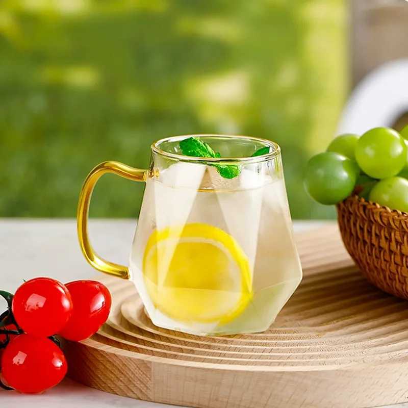 320ml/350ml Water Mug Transparent Coffee Mug with Handle Drinking Glasses Simple Lemon Water Cup Home Juice Bubble Water Mugs C251126