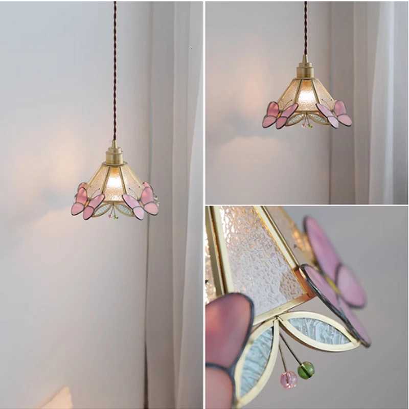 New Retro Copper Tiffany Wall Lamp Simple Reading Light Hanging Villa Bedroom Corridor Living Room Decorative Light Chandeliers M251126