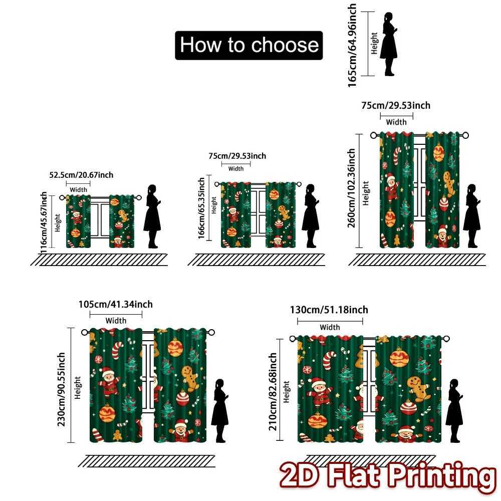 Curtain Christmas 2pcsCurtains Cute Christmas Santa Gingerbread Man Tree 2 Modern CurtainsWindow Treatment Machine Washable Fabric Curtains Y251126