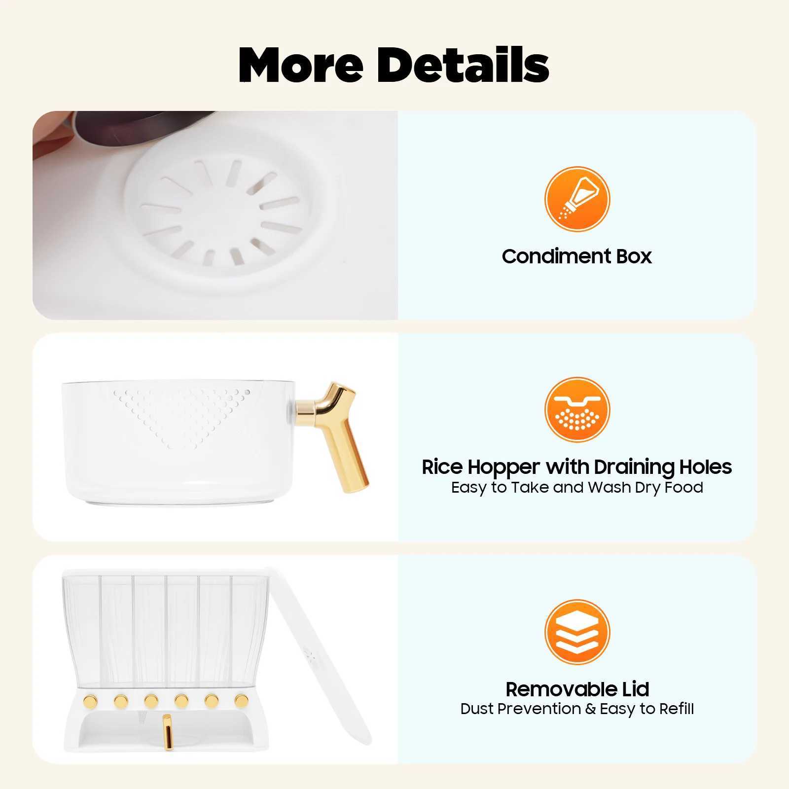 6-grid Dry Food Dispenser Wall-mounted 5 Adjustable Grid Beans Dispenser Rice Dispenser Kitchen Storage with Measuring Cup Y251126