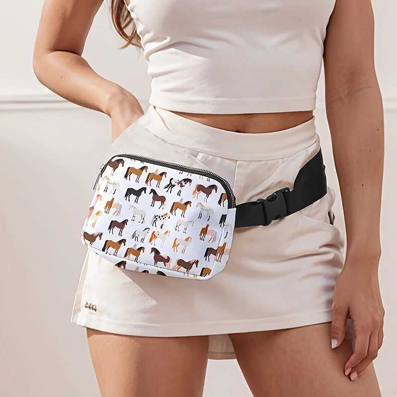 1pc horse print fashion adjustable crossbody bag neutral sports waist bag suitable for runningT251126