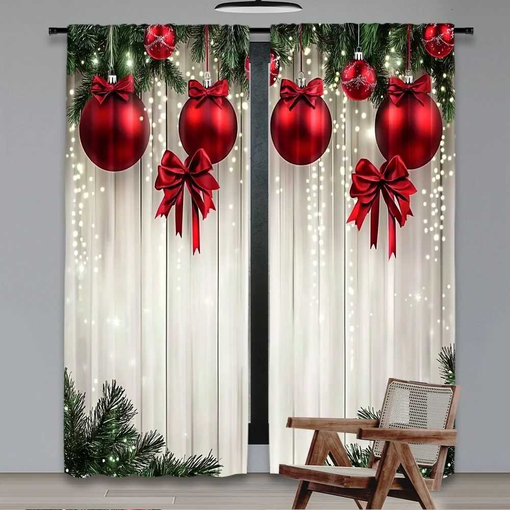 Curtain Christmas 2pcs 2D flat printing Merry Christmas Curtains FestiveOrnaments2 Digital Printed Polyester Drapes Party Decorations Perfect Y251126