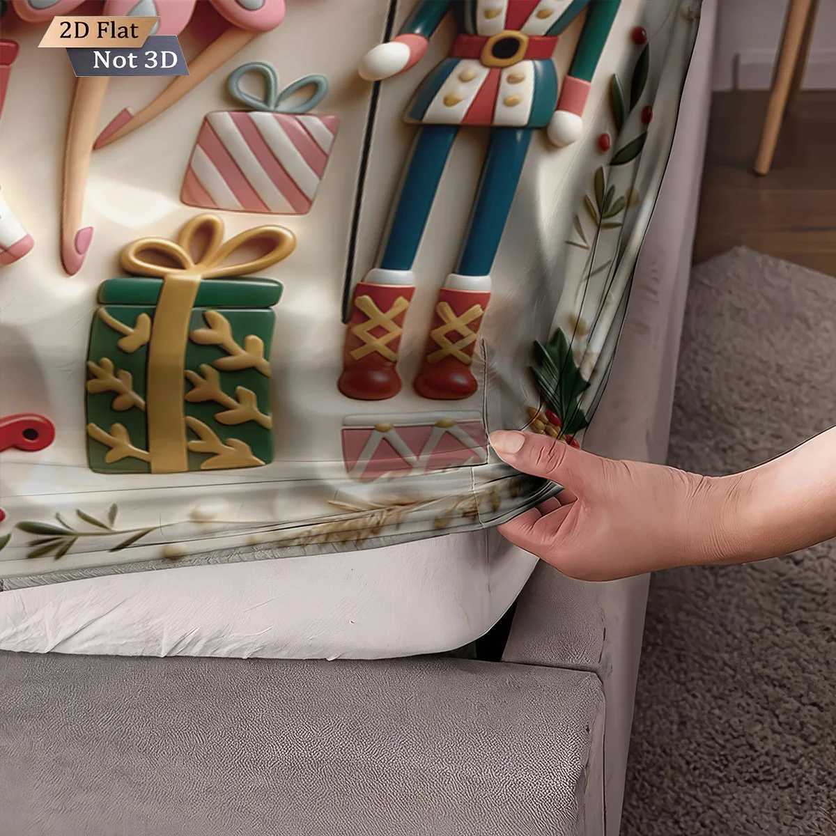 Christmas 3pcs imitation relief Christmas The Nutcracker print coreless bed sheet set multi size bed cover bedroom bedding decoration Y251126