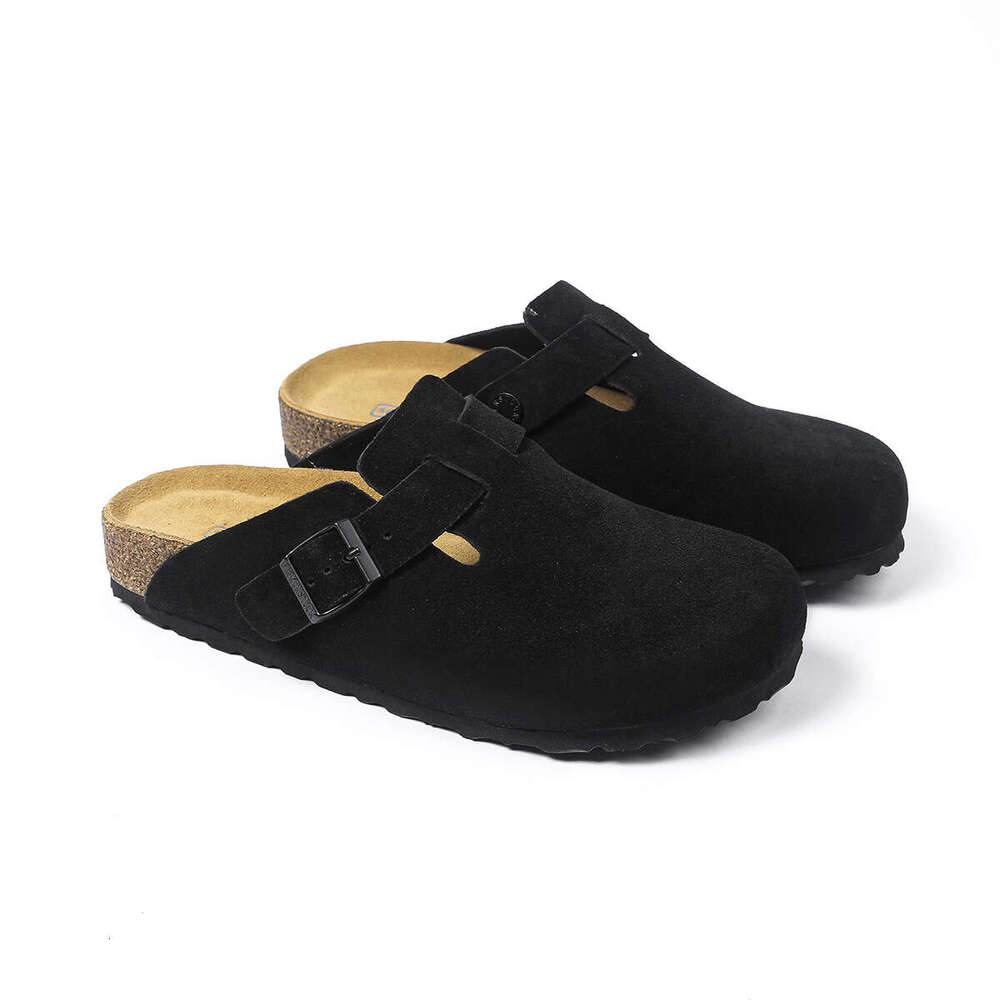 Full cowhide men's and women's outerwear, half dragged cork shoes, toe caps Boken slippers, Boston