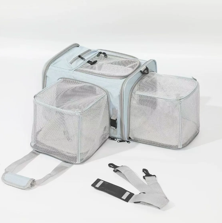 Pet aviation soft bag with bidirectional expansion, large capacity cat bag, portable for outdoor use, can be carried on the plane, single shoulder cro