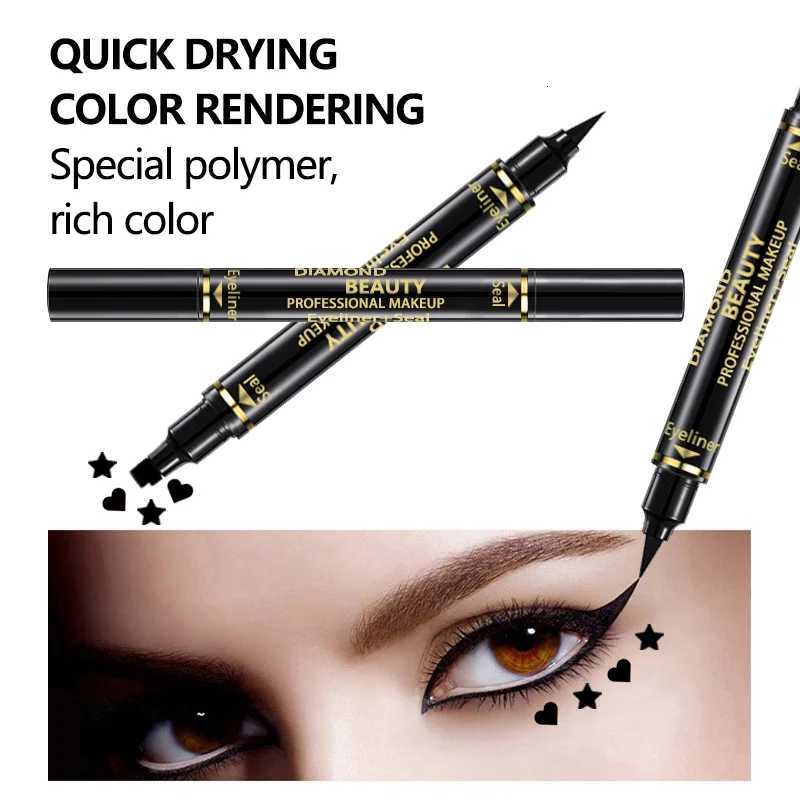 Double Head Star Print Love Eyeliner Pen Waterproof Mud Free New Palm Embellishment Eye Tail Eyeliner PenT251126
