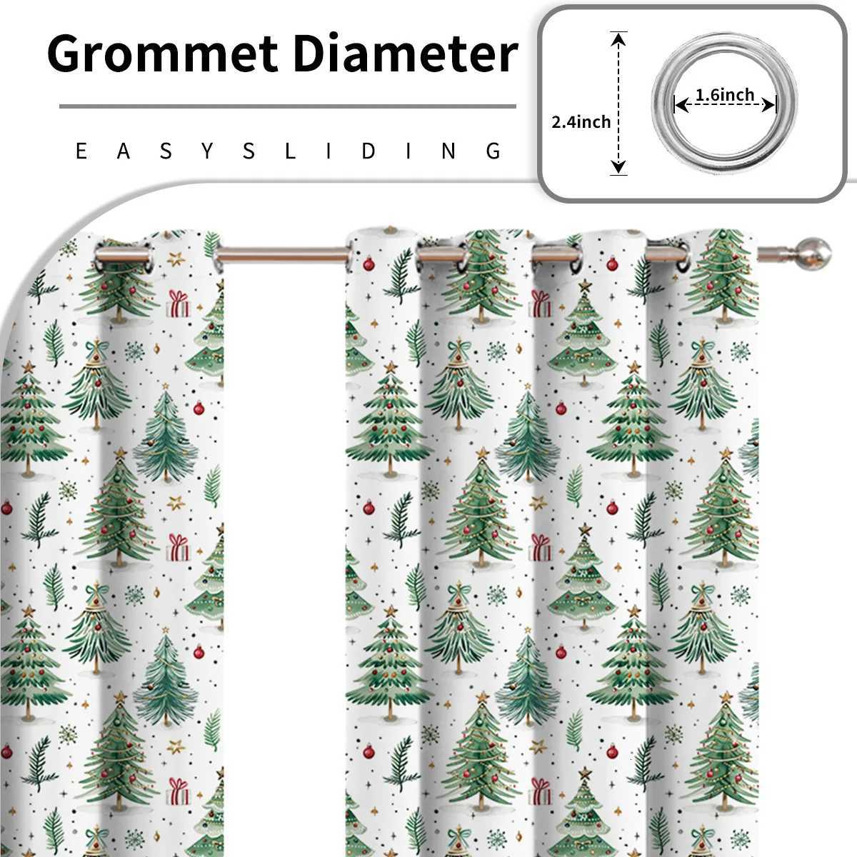 Curtain Christmas Christmas Perforated Finished Curtains Forest Printed Blackout Curtains Christmas Window Decoration Props Home Decor Y251126