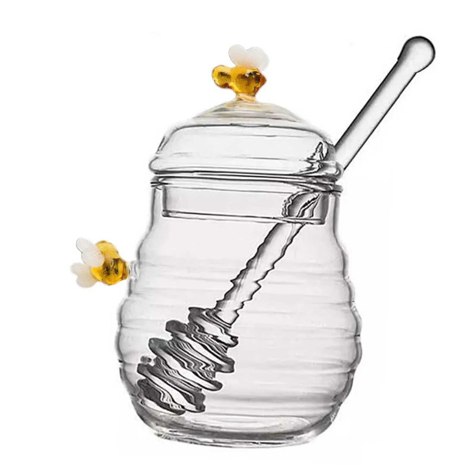 Glass Beehive Honey Pot Dispenser Clear Honey Bee Pot for Wedding Party Office Y251126