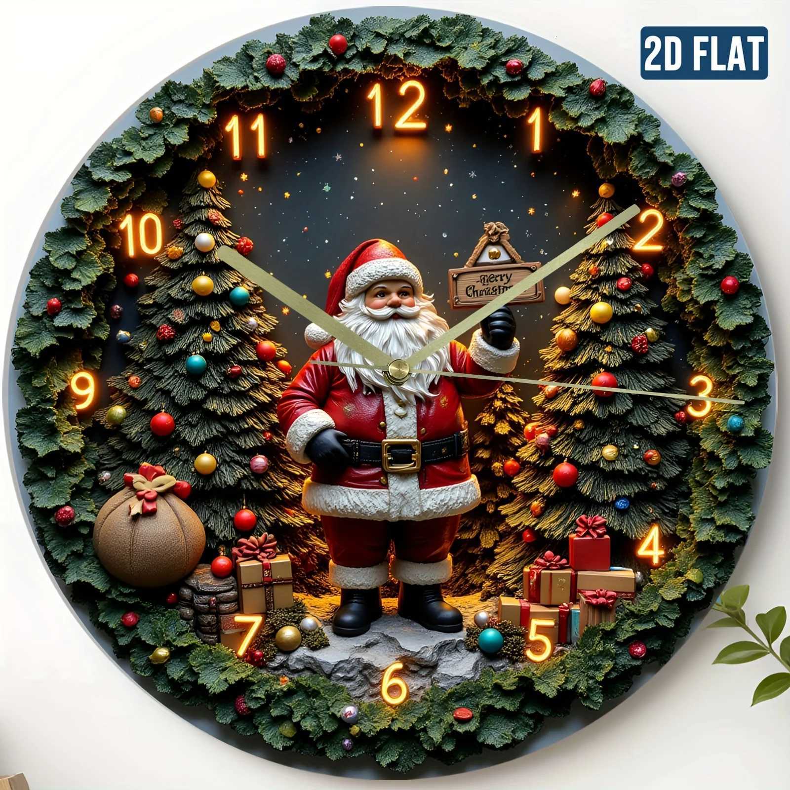 Festive Santa Claus Christmas Wall Clock - Silent No Ticking- Ideal for Home Office Bedroom Decor - Unique Holiday Gift for C251126