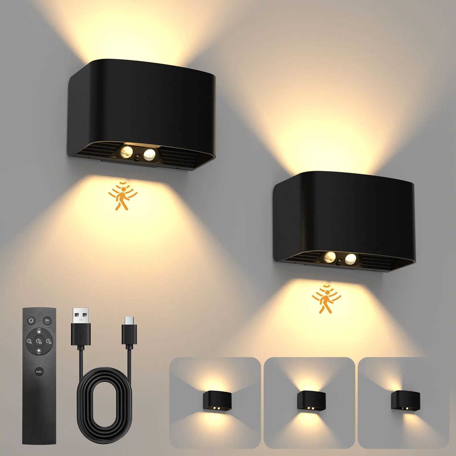 Rechargeable Up And Down Indoor Wall Lamp With Motion Sensor Warm White LED Wireless Wall Lamp With Remote Control M251126