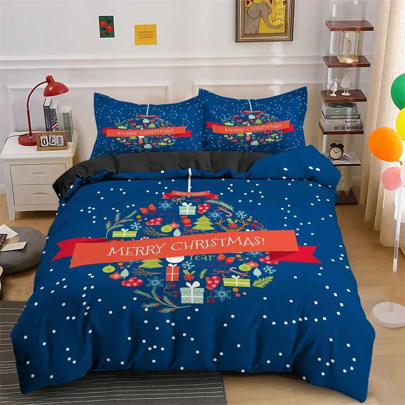 Christmas 3D Merry Christmas King Queen Bedding Set Kids Cartoon Santa Snowman Deer Comforter Cover XMAS Duvet Cover Polyester Quilt Cover Y251126