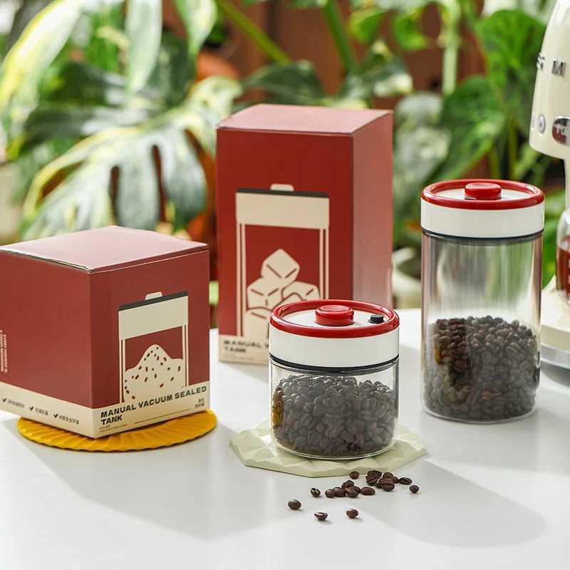 Press Type Coffee Bean Vacuum Sealed Can Can Be Evacuated Glass Can Tea Preservation Durable Storage Can Storage Bottle Y251126