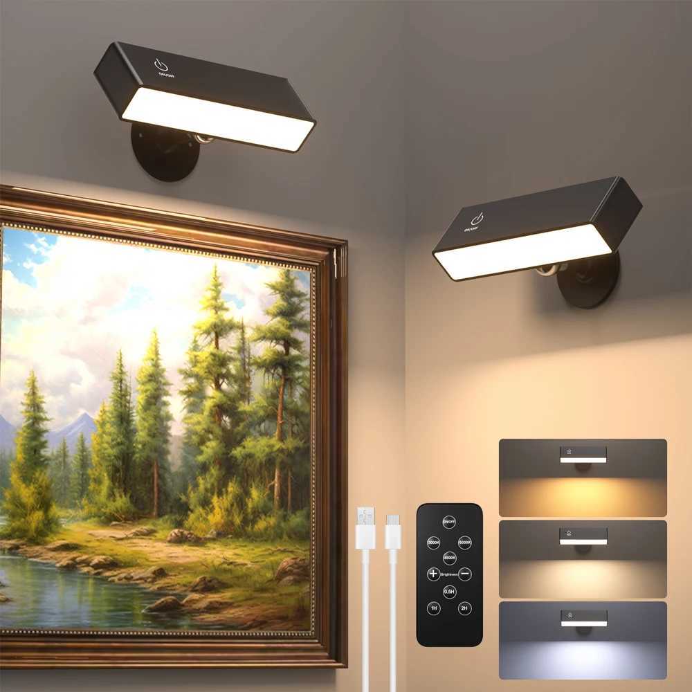 Rechargeable Wall Sconces with Remote 3 Color Temperatures Rotatable LED Wall Bedside Lamp Portable Reading Light Mirror Lamp M251126