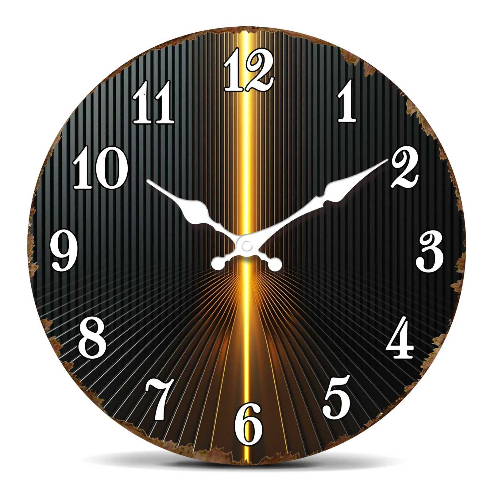 Modern Black Gold Radiant Stripes Wall Clock Sleek Design for Contemporary Home Decor C251126