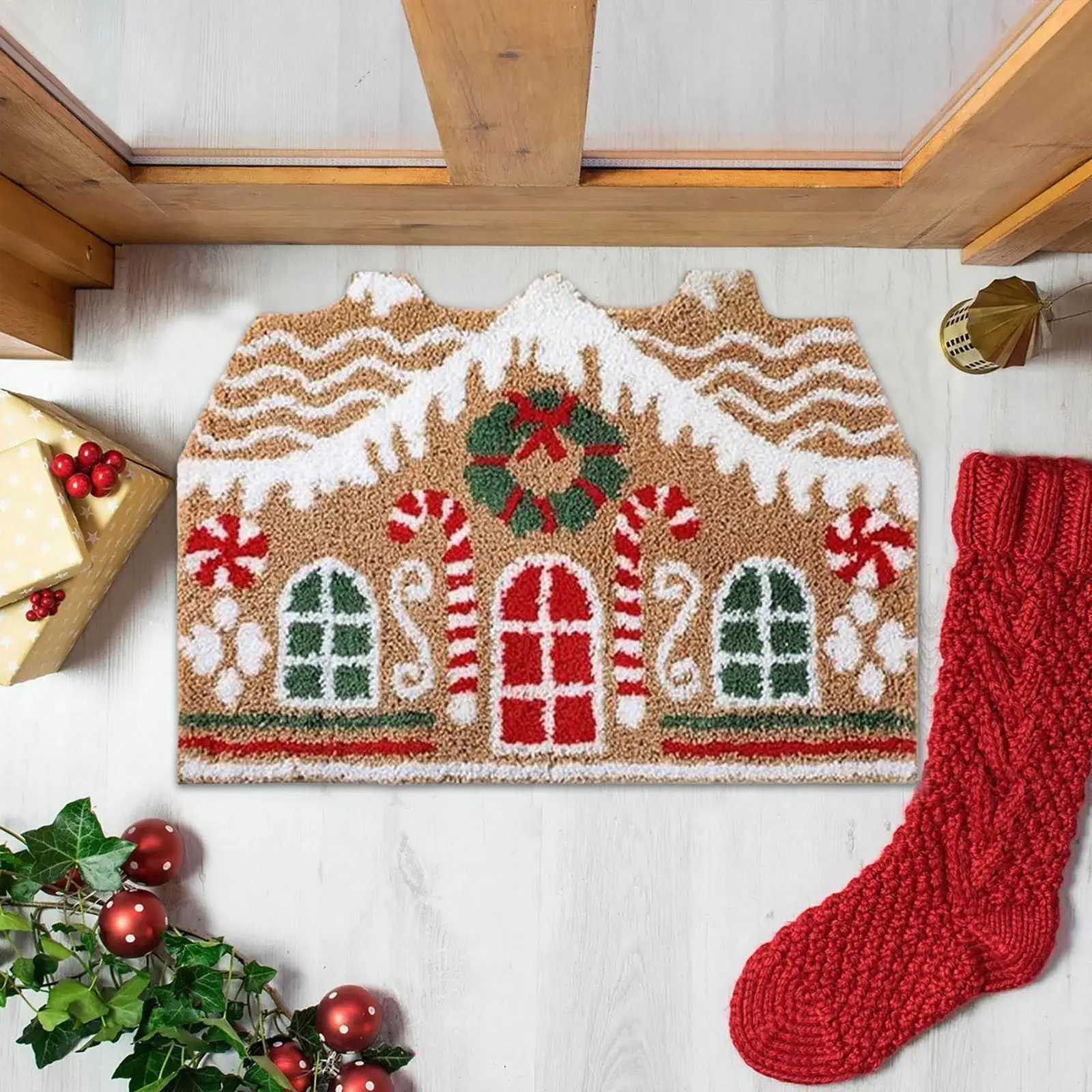 Christmas Gingerbread House Doormat Non-Slip Indoor/Outdoor Welcome Mat for Front Door Porch Entryway KitchenM251126